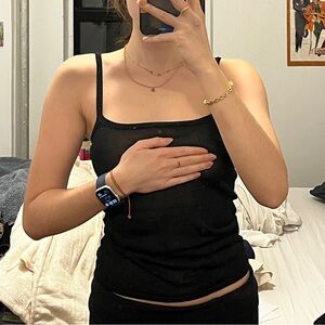 BCBG Black Beaded Spaghetti Strap Knit Top